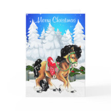 Winterscène met paard en hek Vrolijk Kerstfeest