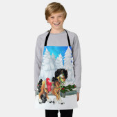 Winterscène met paard en hek Vrolijk Kerstfeest Schort (Gedragen)