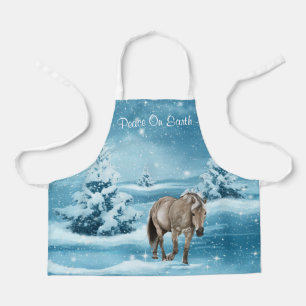 Winterscène met paardensneeuw en bomen (S) Schort