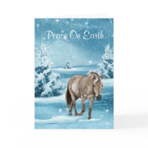 Winterscène met paardensneeuw en bomen vakantie