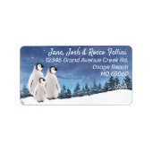 Winterscene met pinguïns aangepast adres etiket (Voorkant)