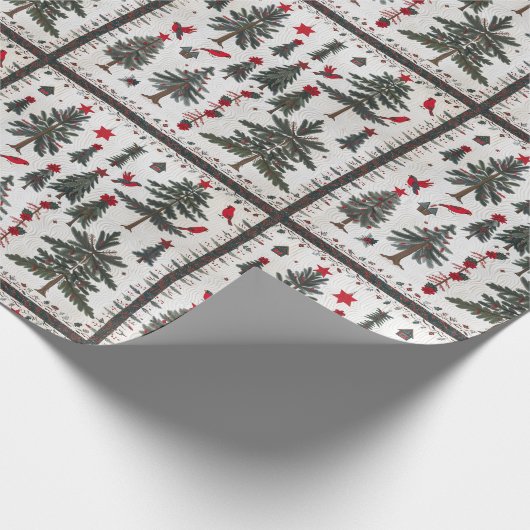 Winterscène met rode kardinalen cadeaupapier (Hoek)