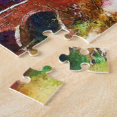 Winterscene met windmolen en stenen brug Kunst Legpuzzel (Zijkant)