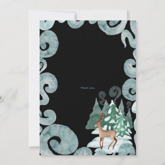 WINTERSCENE MODERN BABY SHOWER BABY SPRINKLE | KAART (Achterkant)