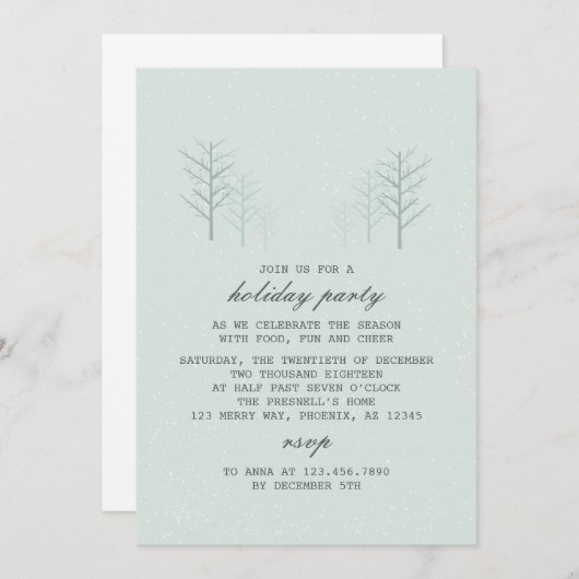 Winterscène - Moderne uitnodiging voor feestelijke (Voorkant / Achterkant)