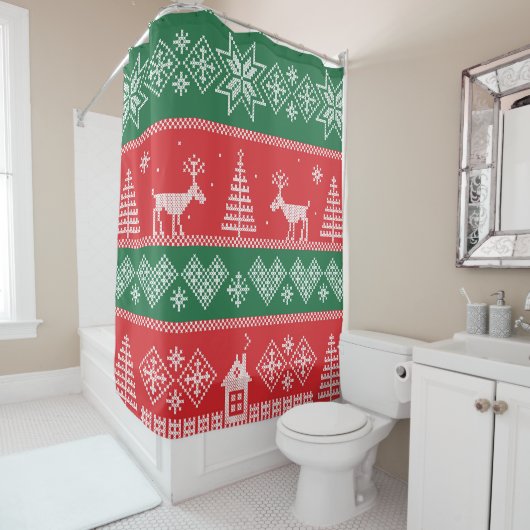 Winterscène:  naadloos patroon douchegordijn (In situ)