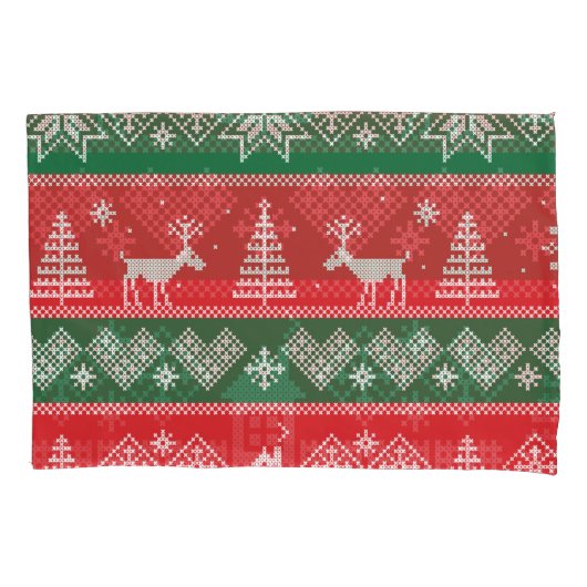 Winterscène:  naadloos patroon kussensloop (Voorkant)