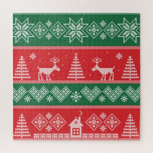 Winterscène:  naadloos patroon legpuzzel (Verticaal)