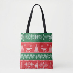 Winterscène: naadloos patroon tote bag