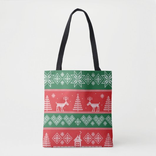 Winterscène: naadloos patroon tote bag (Voorkant)