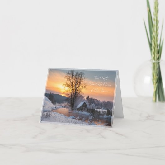 Winterscène op maat kerst feestdagen kaart (Voorkant)