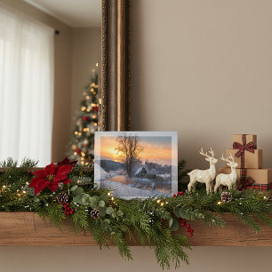 Winterscène op maat kerstvakantie fotoplaat