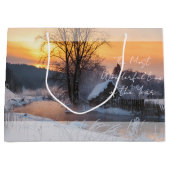 Winterscène op maat kerstvakantie groot cadeauzakje (Voorkant)