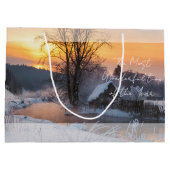 Winterscène op maat kerstvakantie groot cadeauzakje (Achterkant)