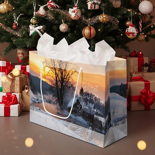 Winterscène op maat kerstvakantie groot cadeauzakje