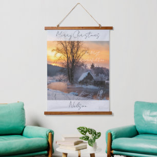Winterscène op maat kerstvakantie hangend wandkleed
