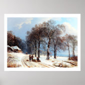 Winterscène Schilderen Poster (Voorkant)