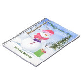 Winterscène sneeuwman in roze Spiral Foto Notitieb Notitieboek (Linkerzijde)