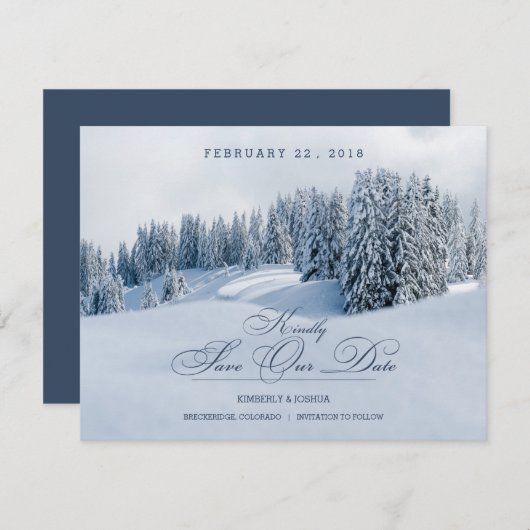 Winterscène sparen de Datum Save The Date (Voorkant / Achterkant)