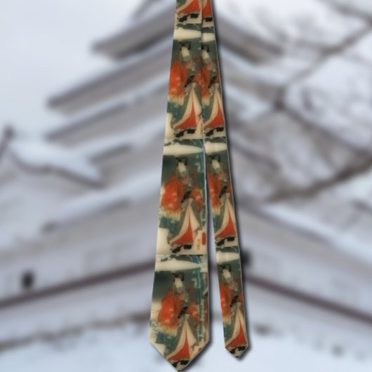 Winterscène uit De vertelling van Genji – Hiroshig Stropdas