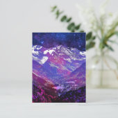 Winterscène van sneeuw op bergen bij nacht briefkaart (Staand voorkant)