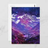 Winterscène van sneeuw op bergen bij nacht briefkaart (Voorkant / Achterkant)