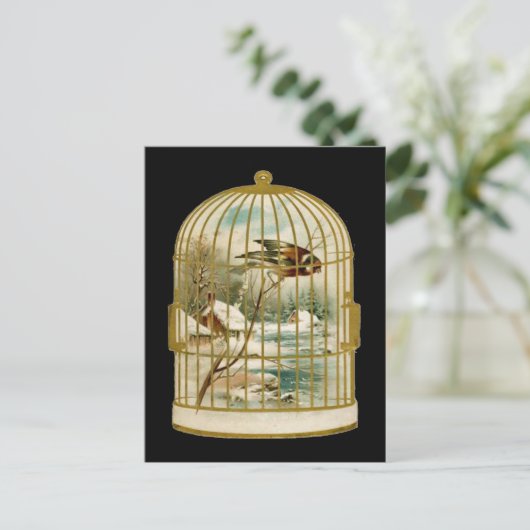 Winterscène Vogelkooi Briefkaart (Staand voorkant)