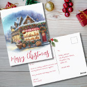  winterscène vrolijke kersttypografie briefkaart