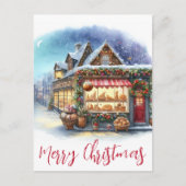  winterscène vrolijke kersttypografie briefkaart (Voorkant)