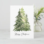 Winterscène Zakelijke Kerstboom Vakantie Kaart (Staand voorkant)