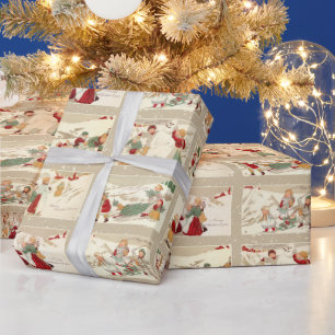  winterscènes met vrolijke kinderen cadeaupapier