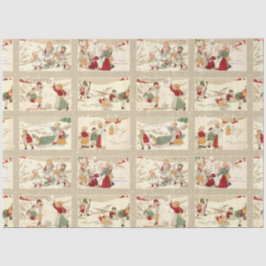 winterscènes met vrolijke kinderen tissuepapier