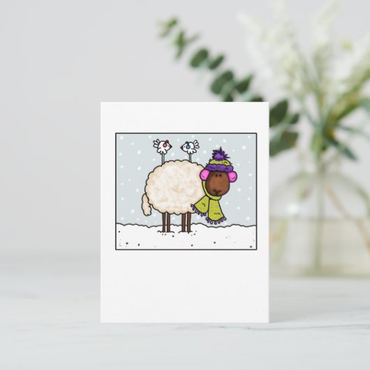 winterschaap briefkaart (Staand voorkant)