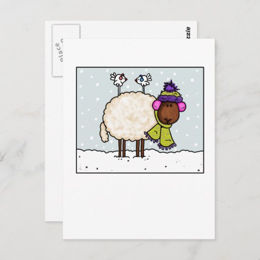 winterschaap briefkaart (Voorkant / Achterkant)