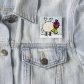 winterschaap vierkante button 5,1 cm (In situ)