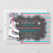 Winterschaatsen verjaardagsfeestje uitnodiging (Voorkant)