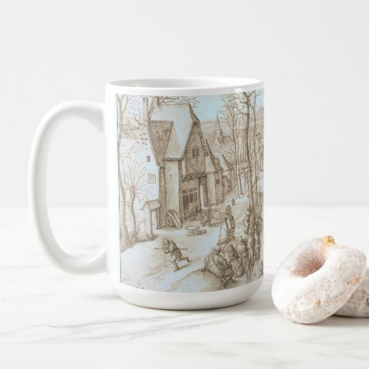 WINTERSCHAATSERS (1584) Kunst Kerst Mok (Met donut)