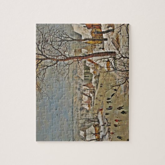 Winterschap op een Pond met vogels Legpuzzel (Verticaal)