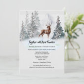 winterschemerblauwe waterverf in het bosgebied kaart (Staand voorkant)