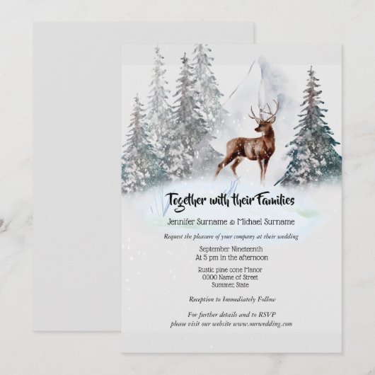 winterschemerblauwe waterverf in het bosgebied kaart (Voorkant / Achterkant)