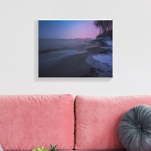 Winterschemering op het strand canvas afdruk (Insitu (Woonkamer))