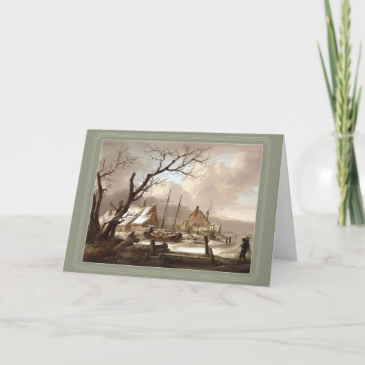 winterschilderend wenskaart feestdagen kaart (Voorkant)