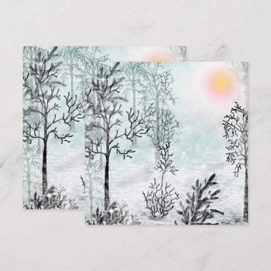 Winterschilderij, Kerstmis, winter, waterverf Kaart (Voorkant / Achterkant)