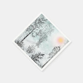 Winterschilderij, Kerstmis, winter, waterverf Servet (Hoek)