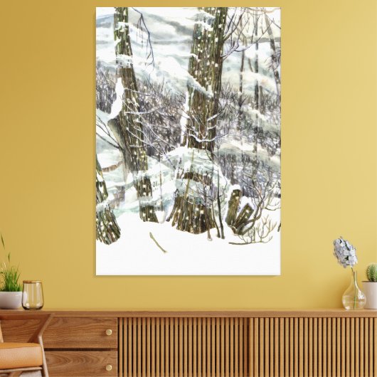 Winterschilderij Waterverf Canvas Afdruk (Insitu (Woonkamer))