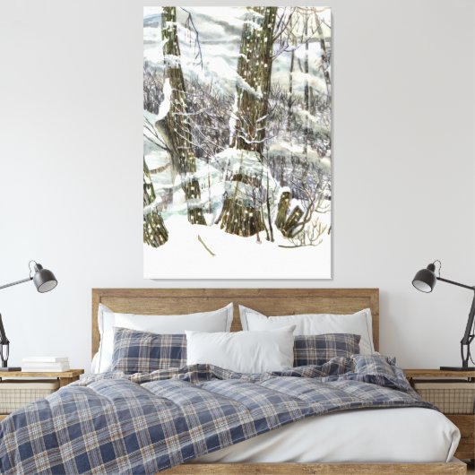 Winterschilderij Waterverf Canvas Afdruk (Insitu (Slaapkamer))