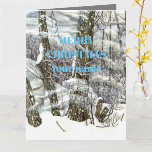 Winterschilderij Waterverf Kaart (Gele Bloem)