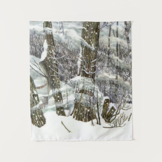 Winterschilderij Waterverf Wandkleed (Voorkant)