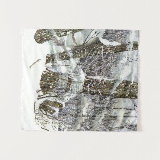 Winterschilderij Waterverf Wandkleed (Voorkant (horizontaal))