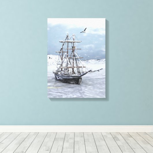 Winterschip Canvas Afdruk (Insitu (Houten vloer))